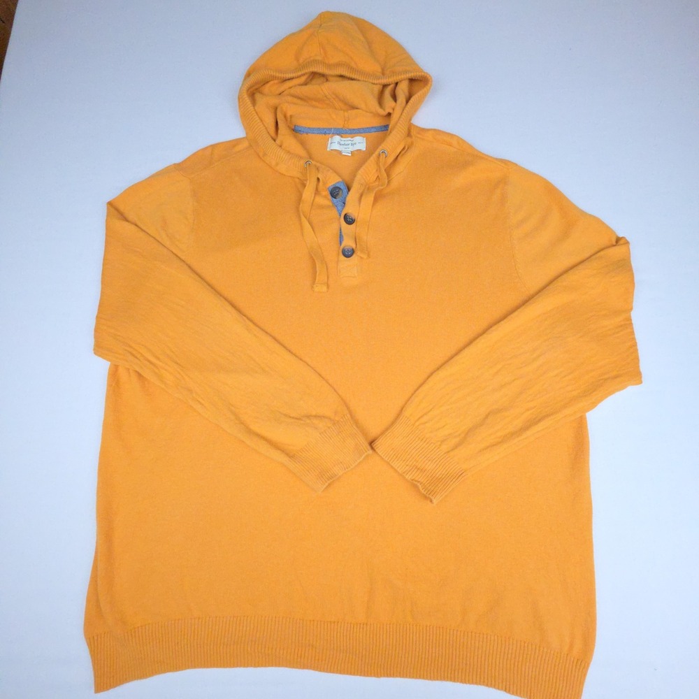 Hawker Rye Cotton Cashmere Henley Hoodie Sweater Mens XXL Orange Solid